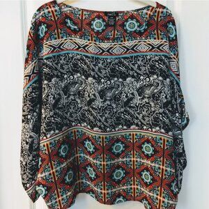 Women's Rue 21 Poncho Blouse Size S/M - Blue, Orange,